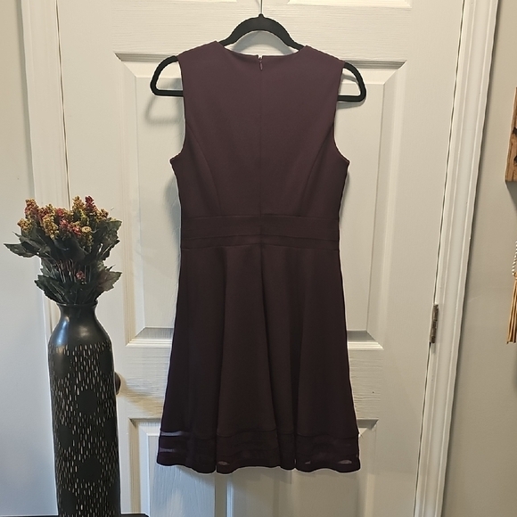 Calvin Klein Sleeveless, Purple Dress, Fitted Bodice, Flare Skirt, Size 6P - Picture 3 of 6